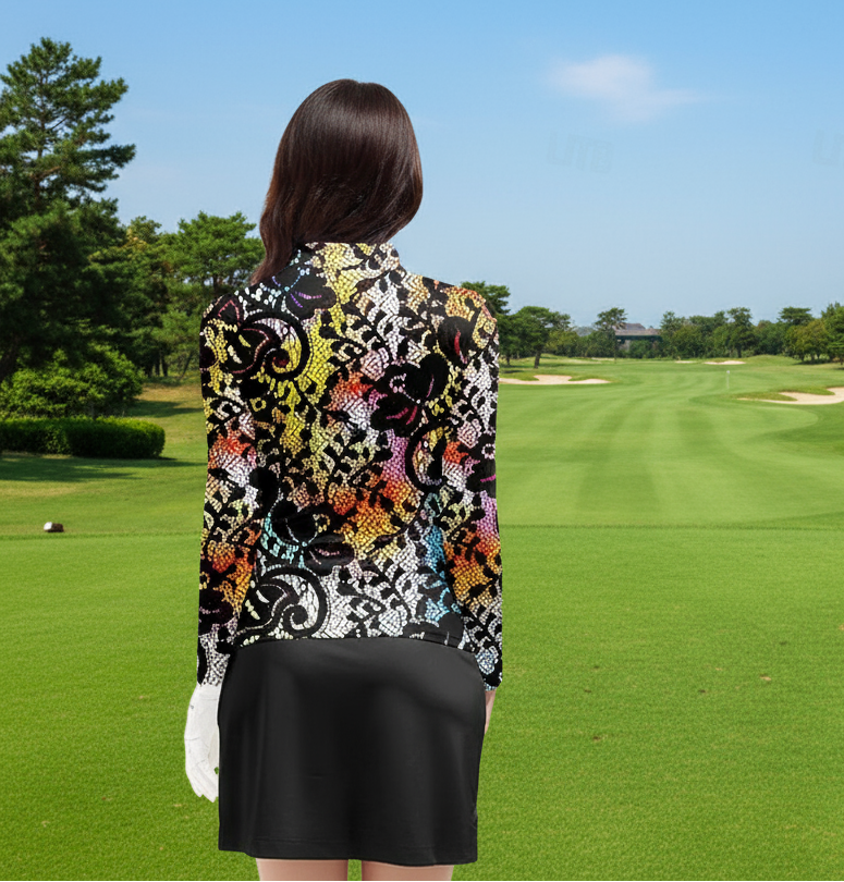 Putter Girl Black Lace Long Sleeve Polo