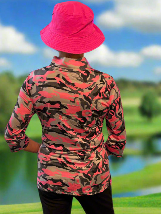 Cute Camo 3/4 Polo with Pockets