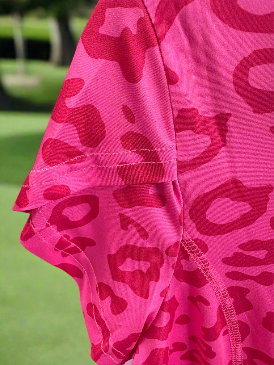 Pink Leopard Split Short Sleeve