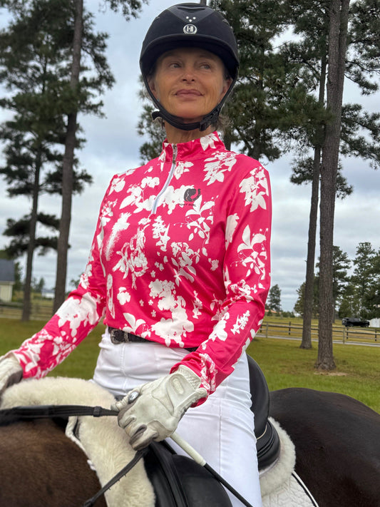 White Bloom Long Sleeve Polo