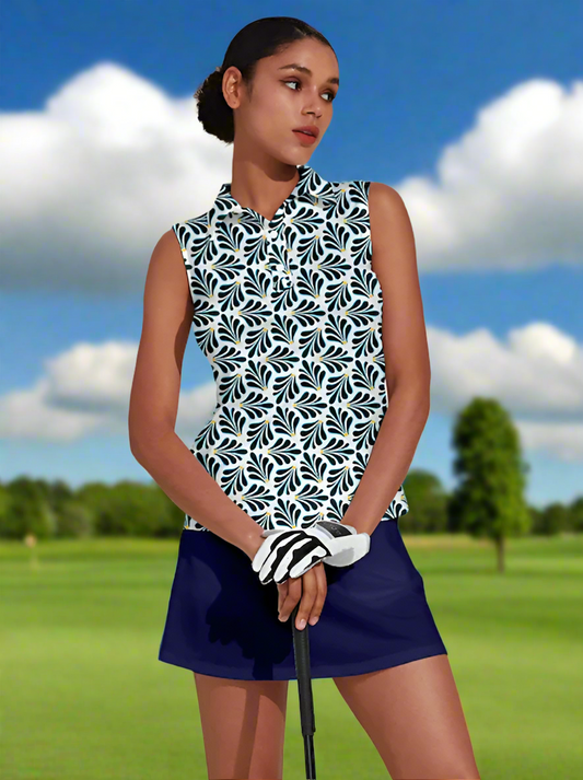 Leafy Sleeveless Polo