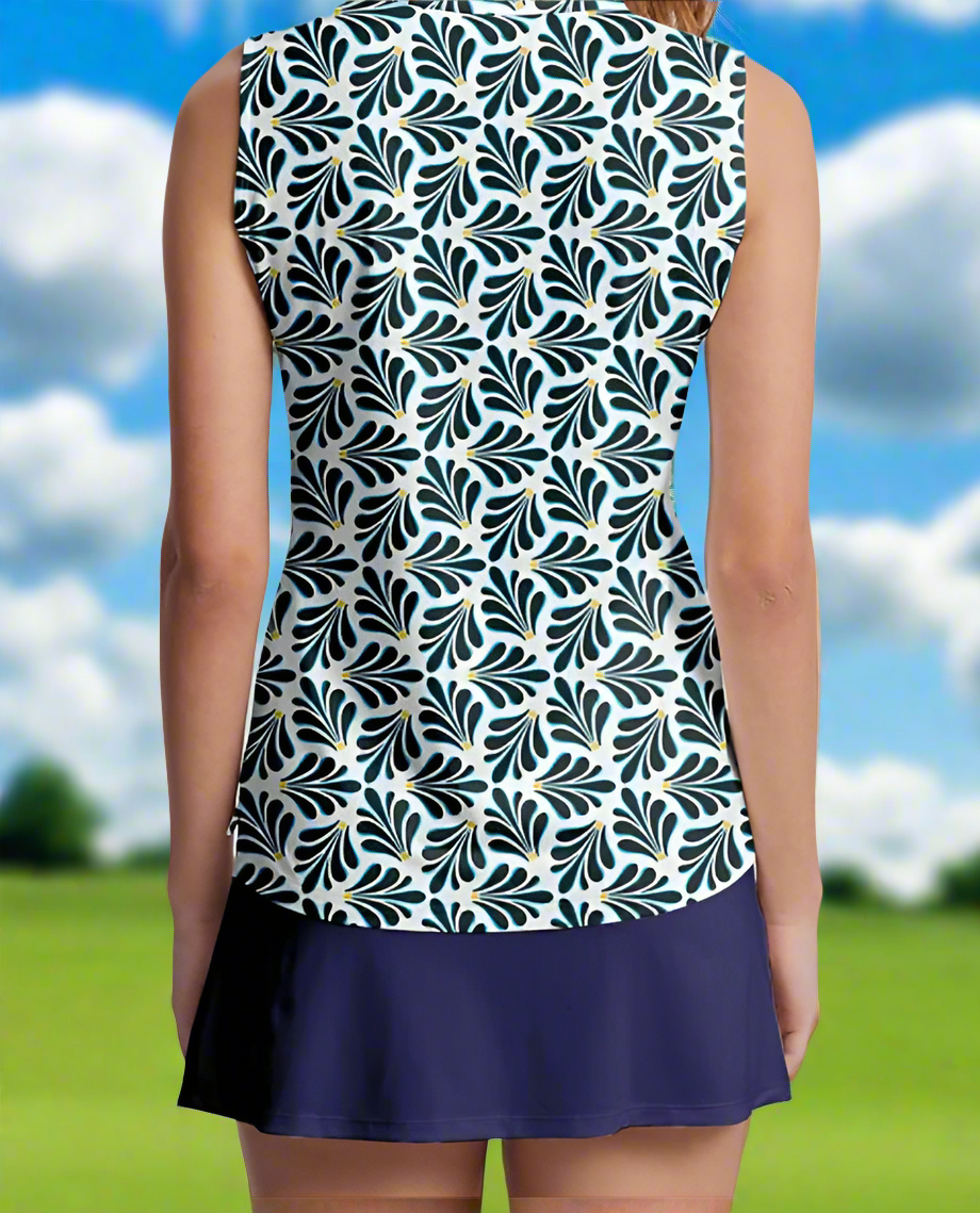 Leafy Sleeveless Polo