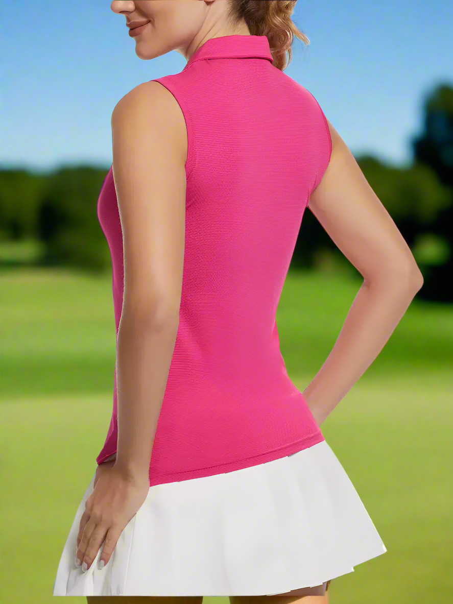 Rose Red Sleeveless Polo