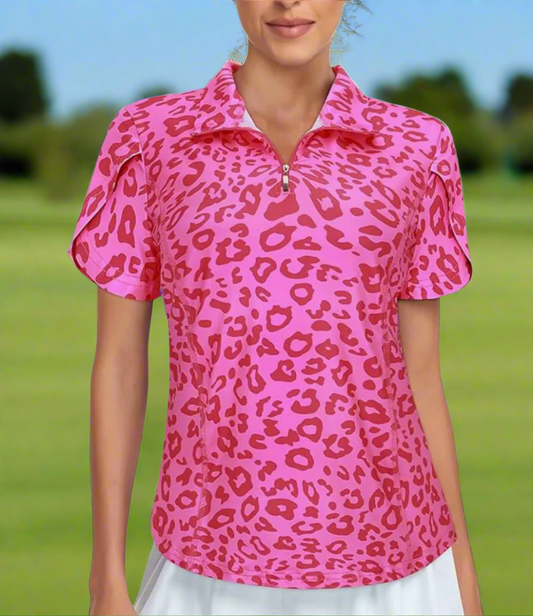 Pink Leopard Split Short Sleeve