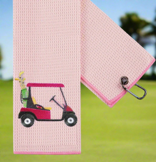 Golf Cart Golf Towel- Pink