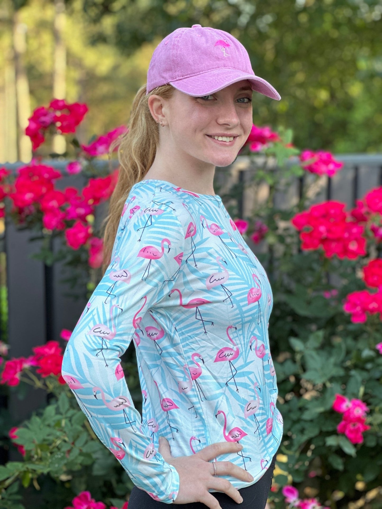 Flamingo Crew Neck Long Sleeve Tee - Putter Girl