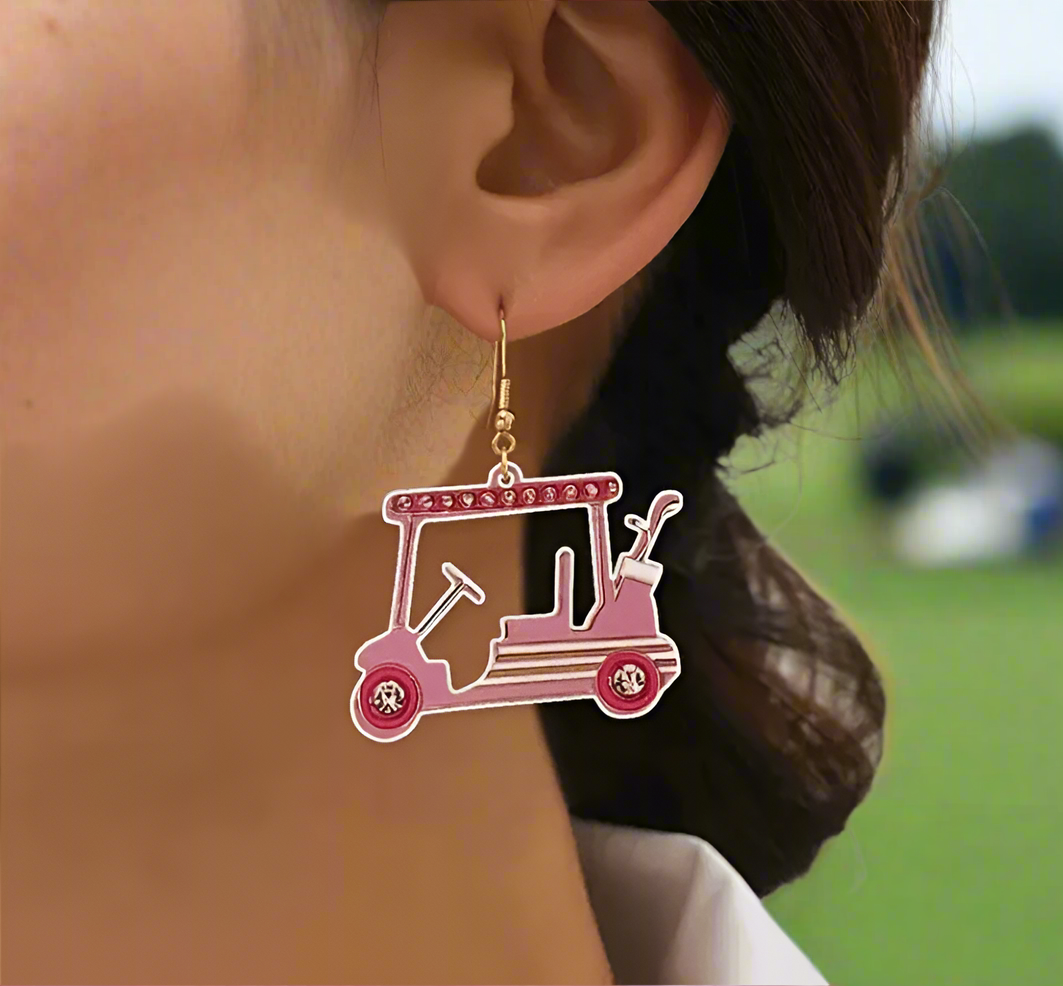 Golf Cart Earrings - Putter Girl
