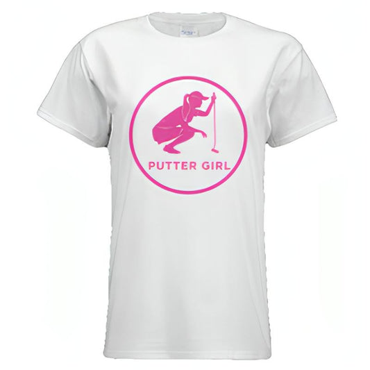 Youth Short Sleeve Tshirt - White/Pink - Putter Girl