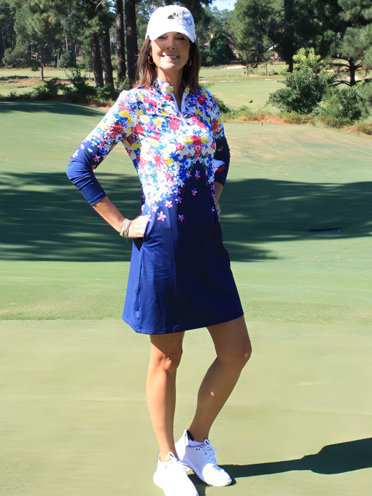 Fall Flower Long Sleeve Dress
