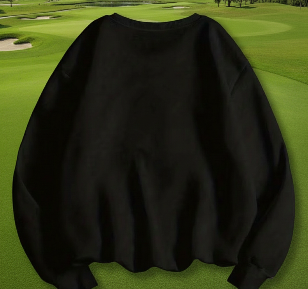 Black sweatshirt on golf course background 