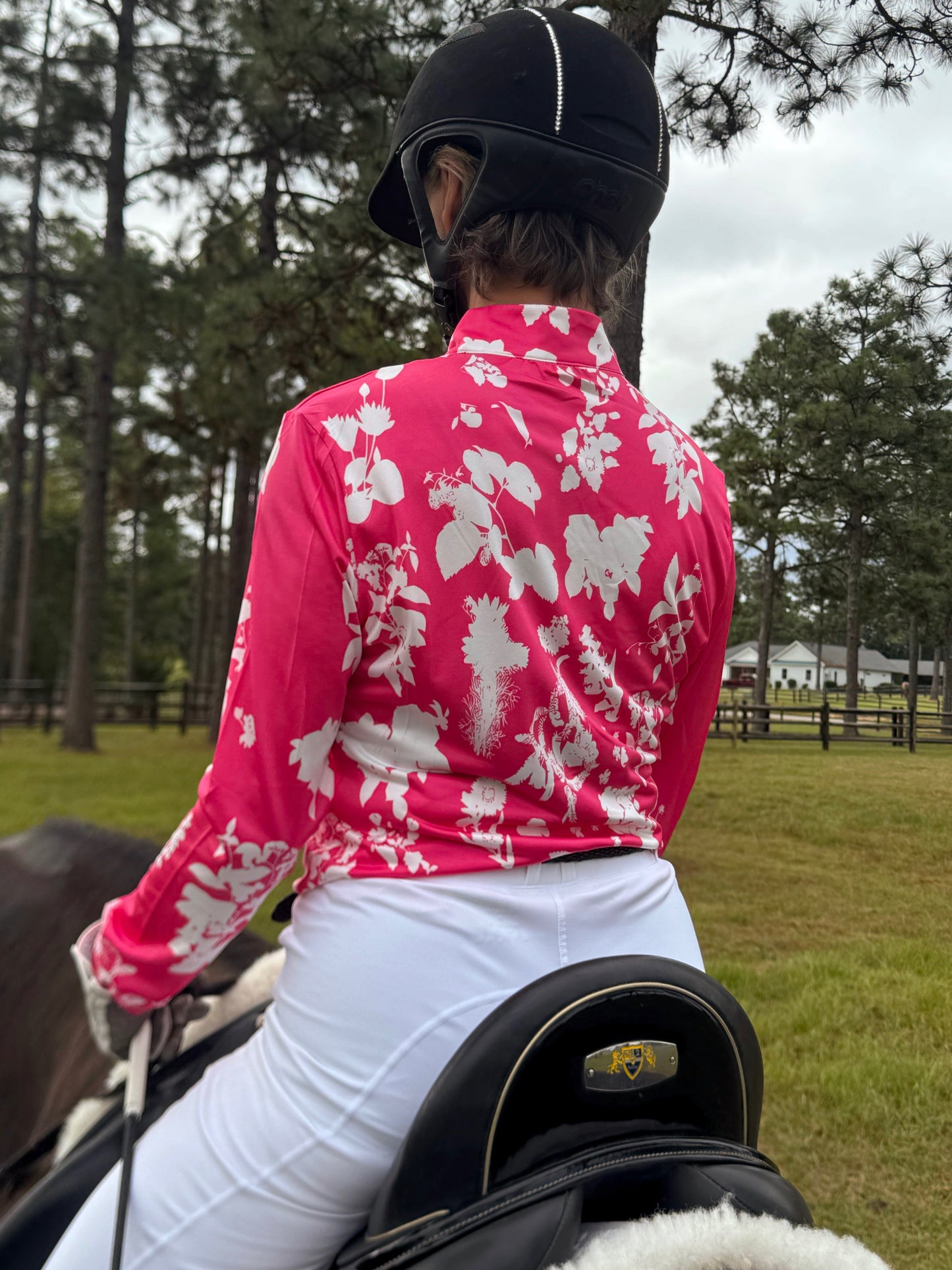 White Bloom Long Sleeve Polo