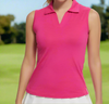 Rose Red Sleeveless Polo