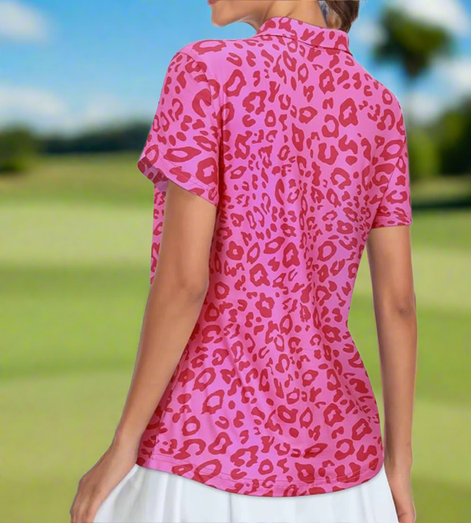 Pink Leopard Split Short Sleeve