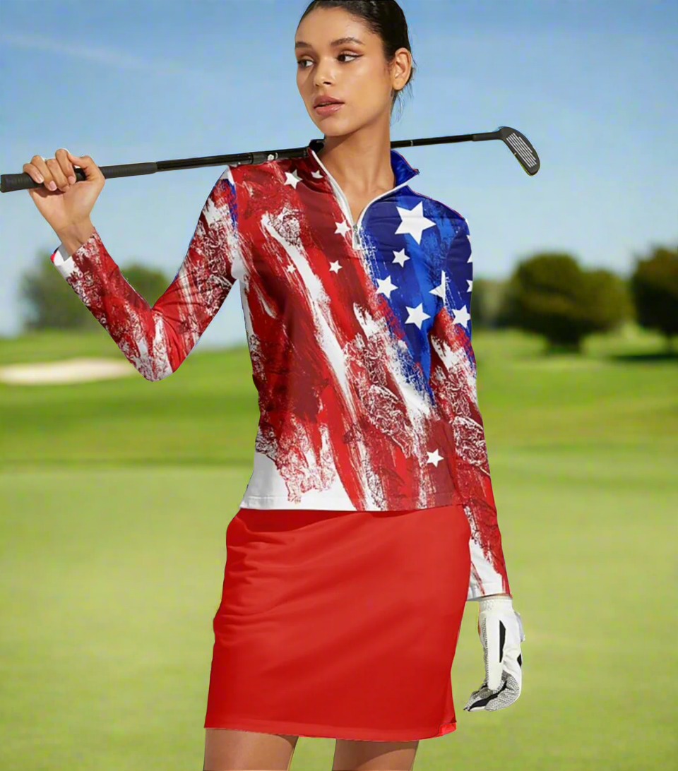 Stars and Stripes Long Sleeve Polo