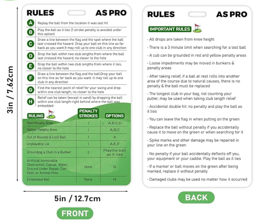 Golf Rules Card!