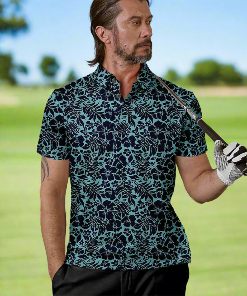 Blue Botanical Polo Men's and  Women's Short Sleeve Polo