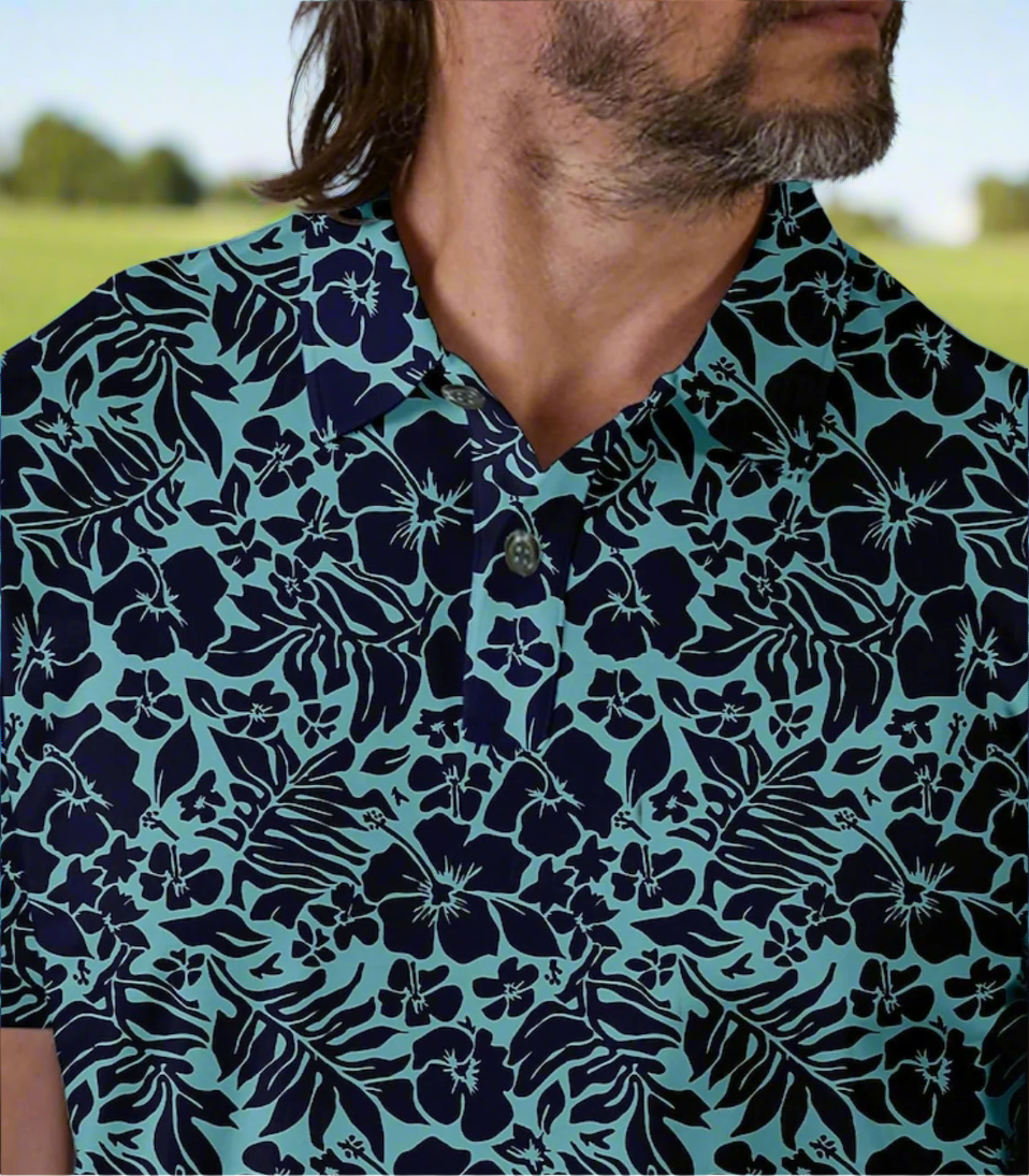 Blue Botanical Polo Men's and  Women's Short Sleeve Polo