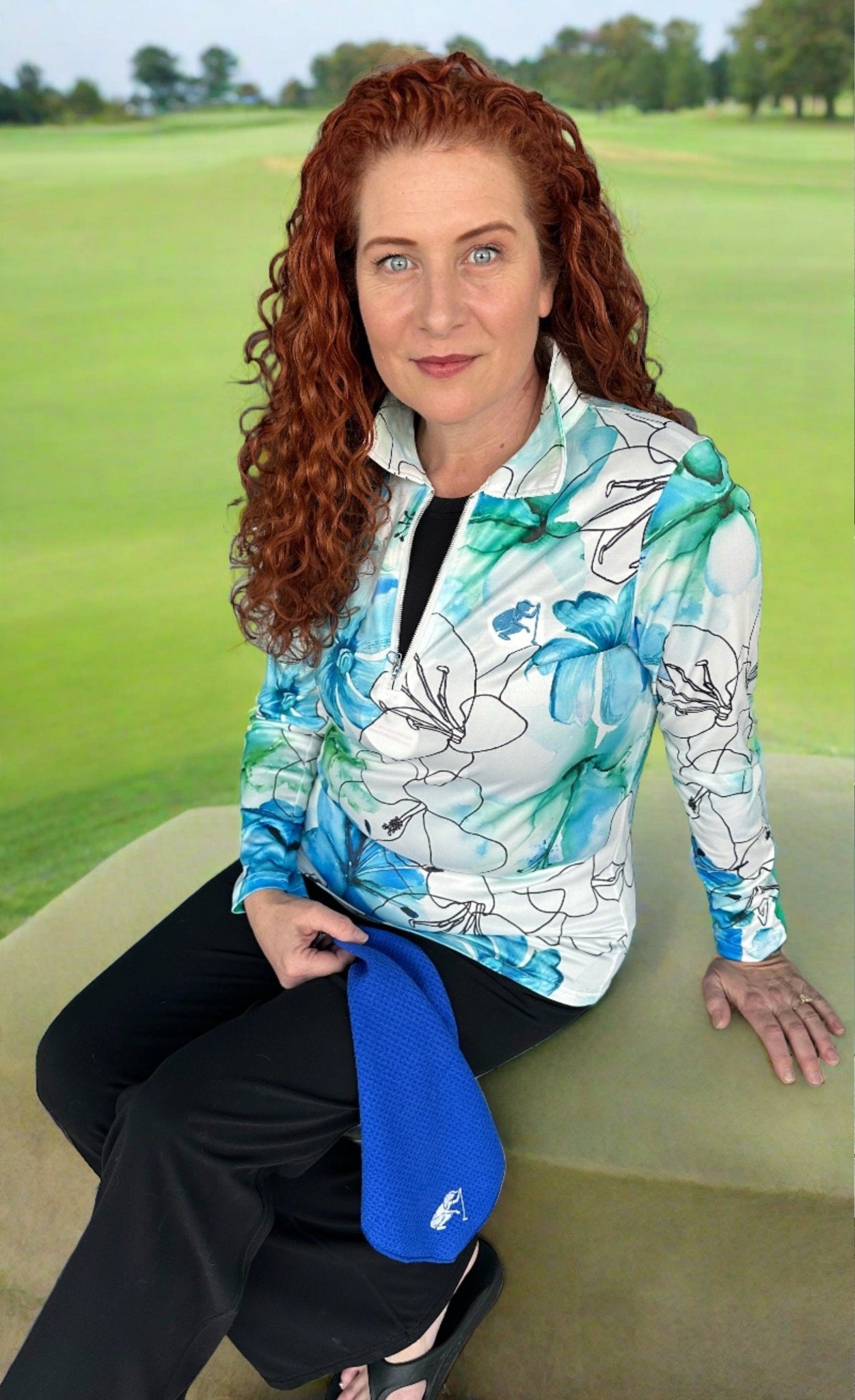 Blue Flower Long Sleeve - Putter Girl