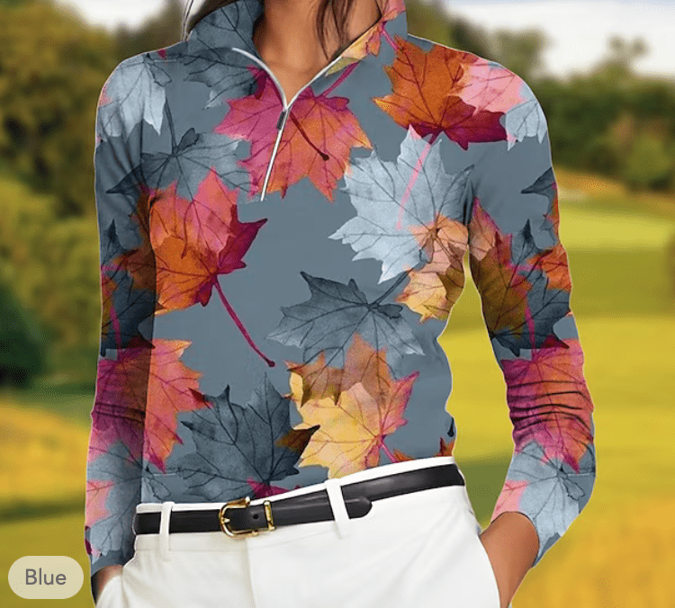 Falling Leaves Long Sleeve Polo - Putter Girl