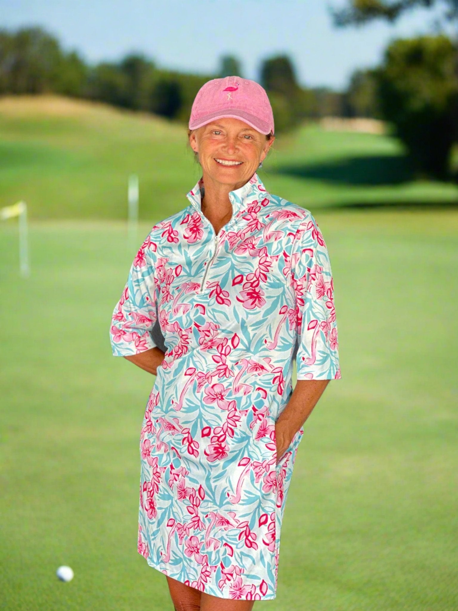 Flamingos and Flowers Dress - Putter Girl