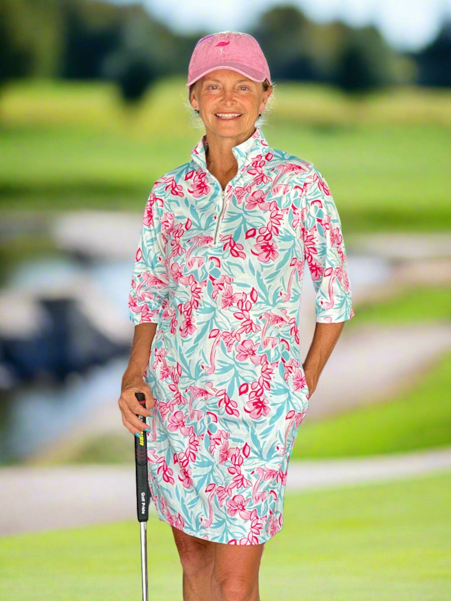 Flamingos and Flowers Dress - Putter Girl