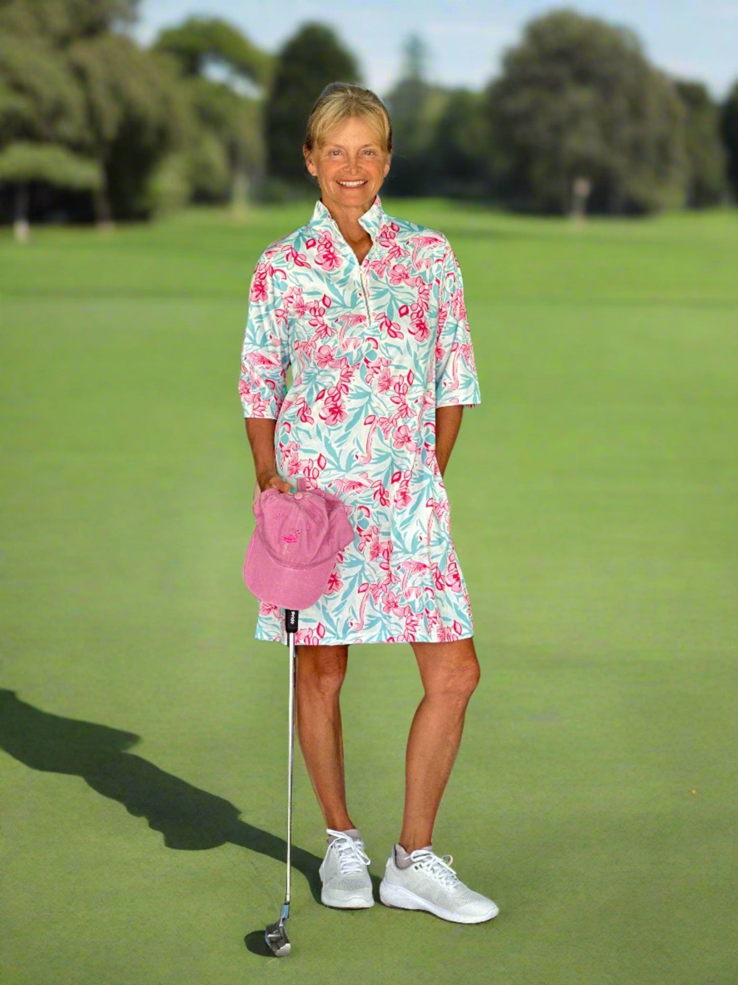 Flamingos and Flowers Dress - Putter Girl