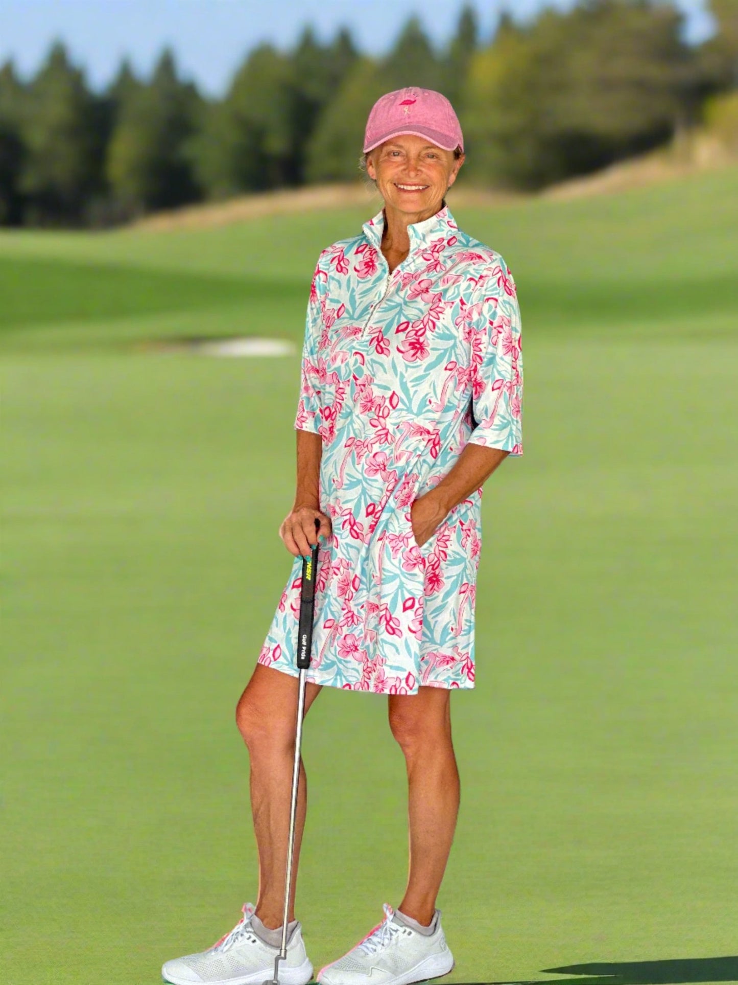 Flamingos and Flowers Dress - Putter Girl