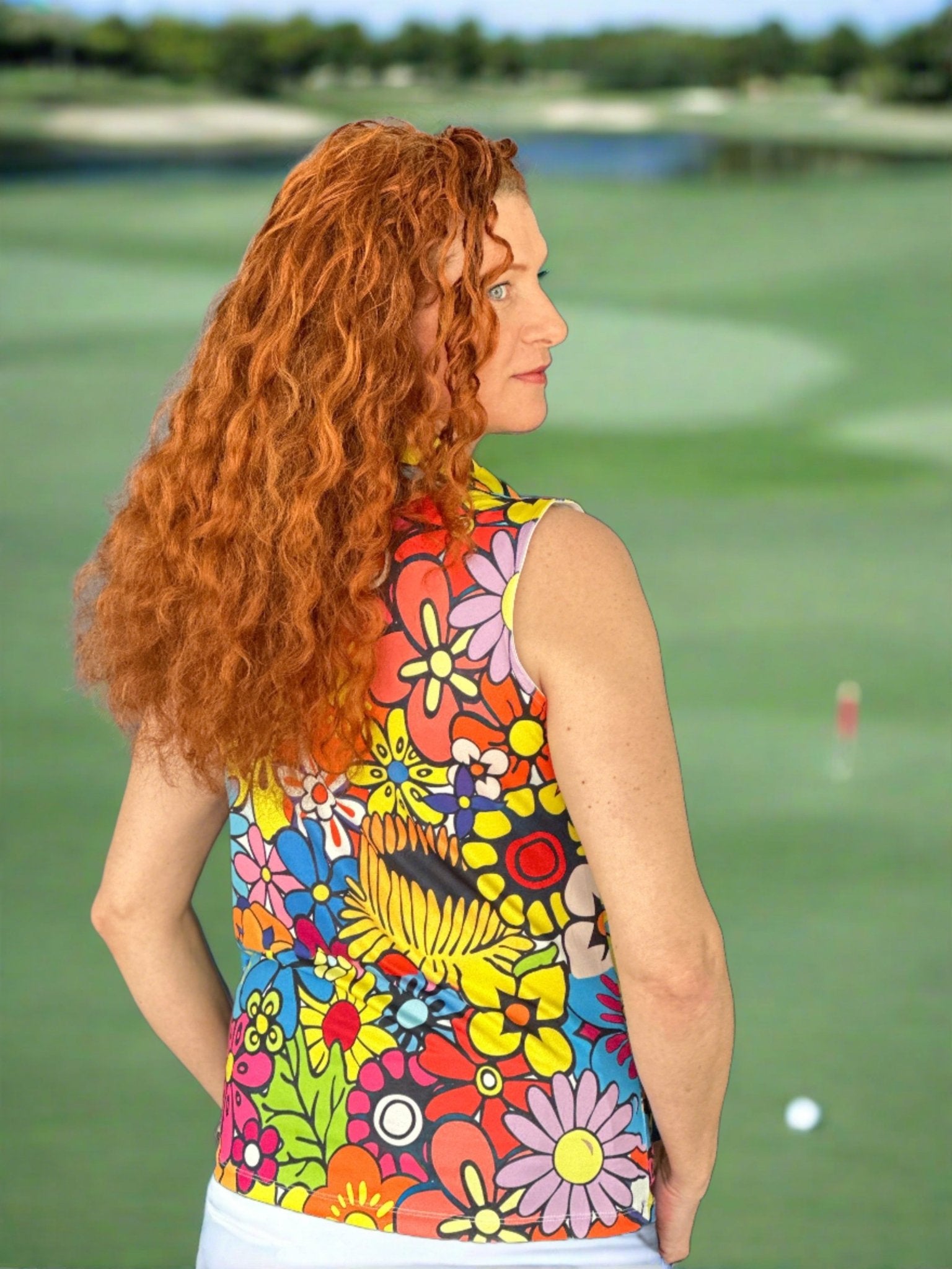 Flower Power Sleeveless Polo - Putter Girl