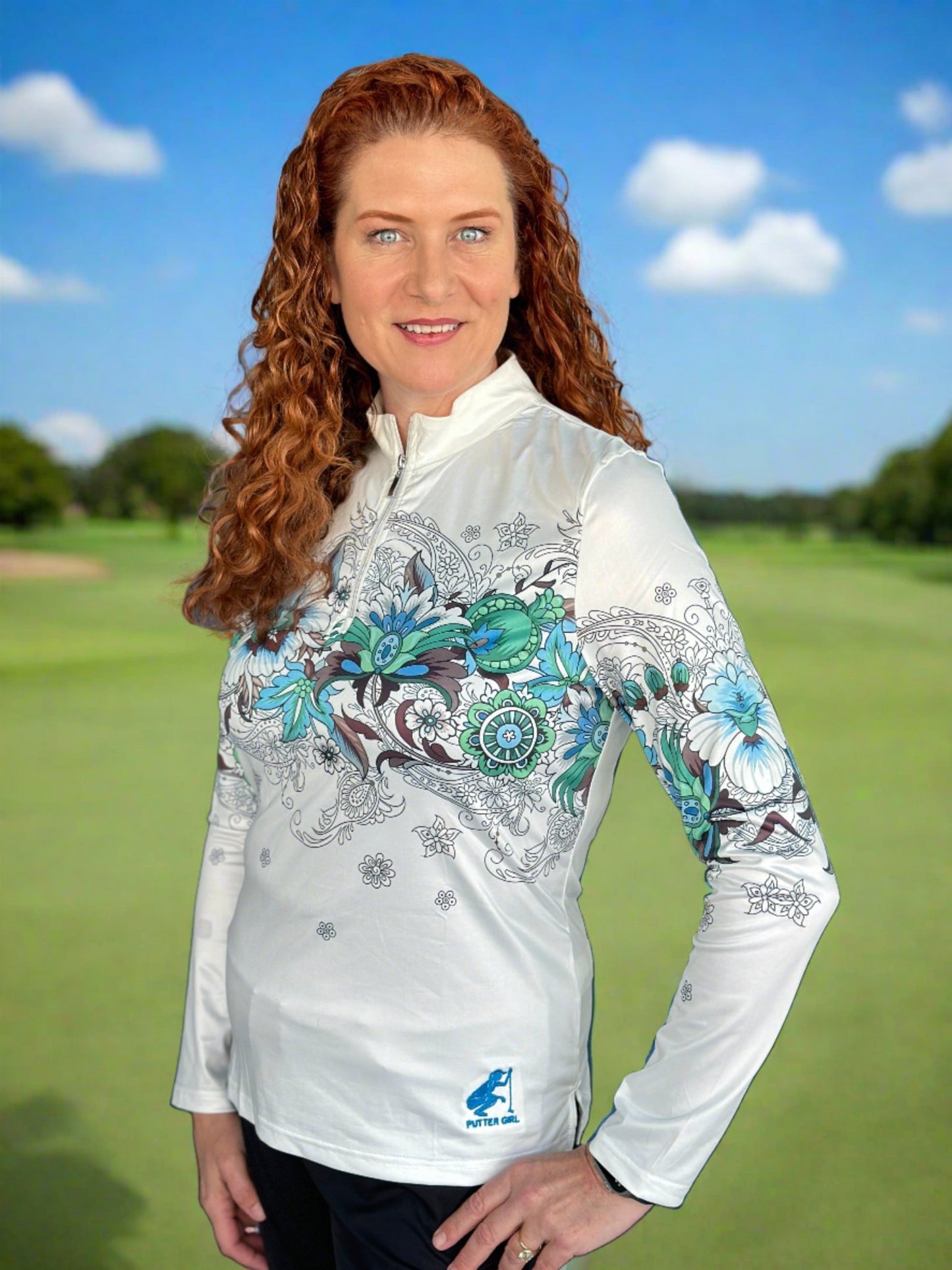 Flower Sketch Long Sleeve Sun Shirt - Putter Girl