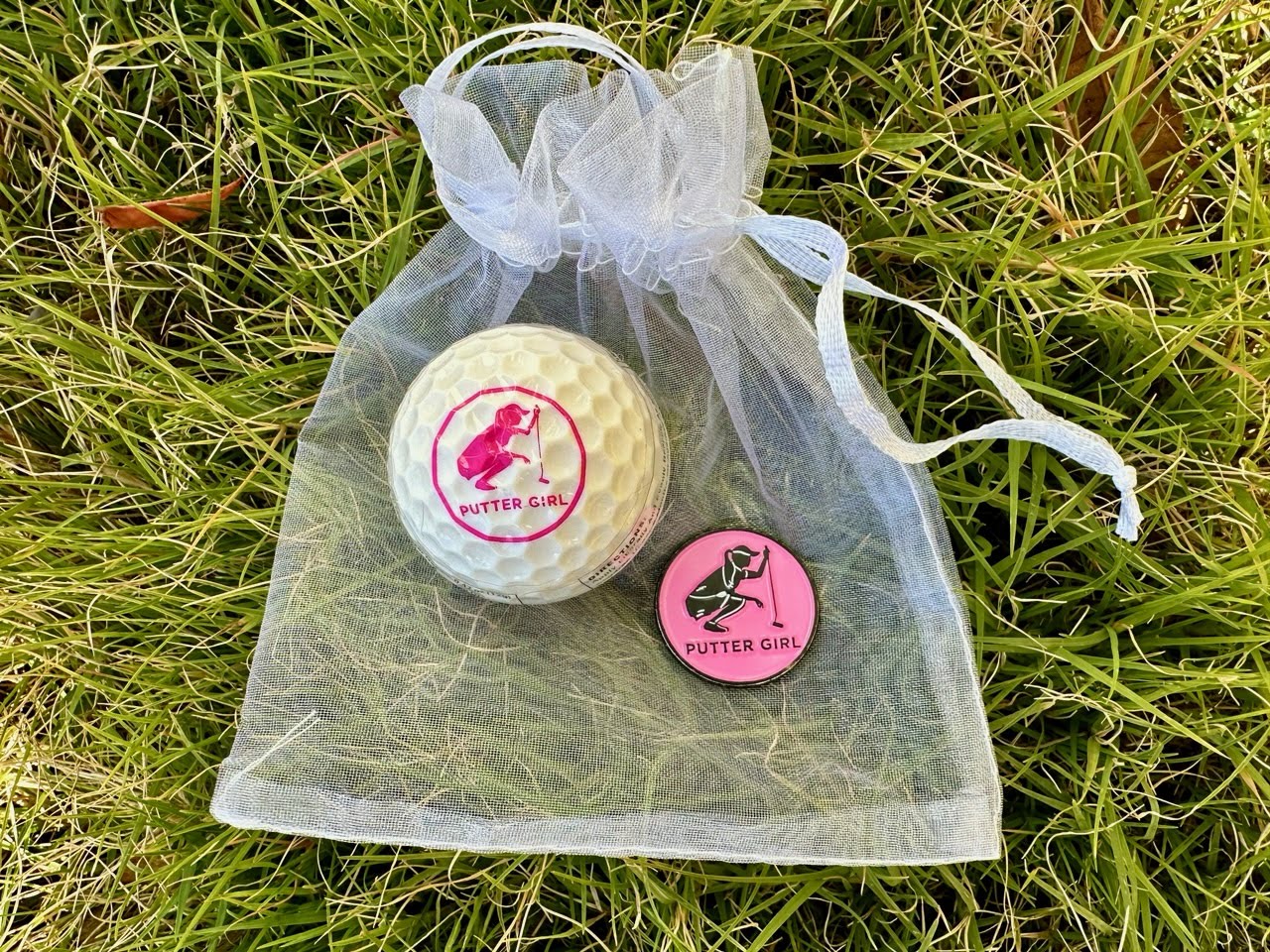 Golf Ball Shaped Lip Balm and Ball Marker Gift Set - Putter Girl