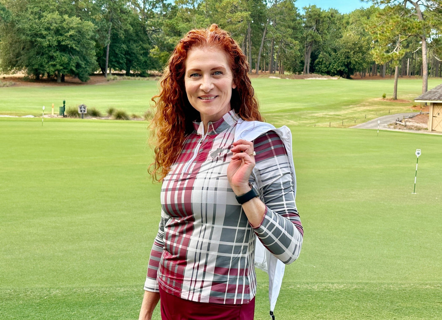 Nine and Wine Plaid Long Sleeve - Putter Girl