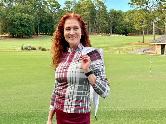 Nine and Wine Plaid Long Sleeve - Putter Girl