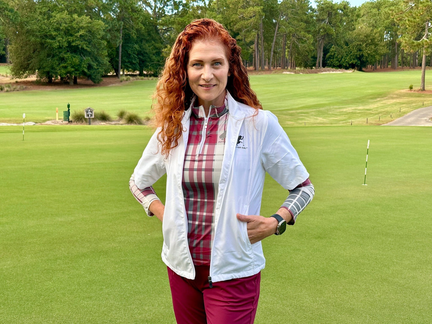 Nine and Wine Plaid Long Sleeve - Putter Girl