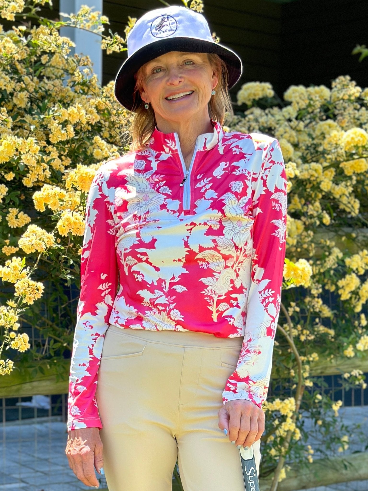 Spring Flowers Long Sleeve Polo - Putter Girl