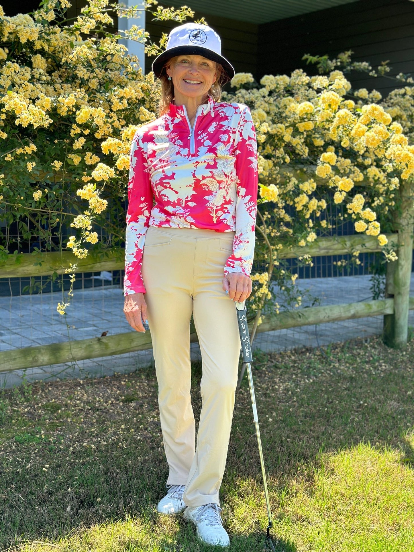 Spring Flowers Long Sleeve Polo - Putter Girl