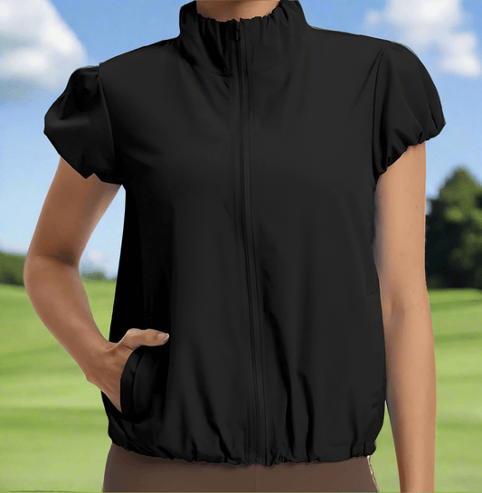 Stand Up Short Sleeve Jacket - Black - Putter Girl