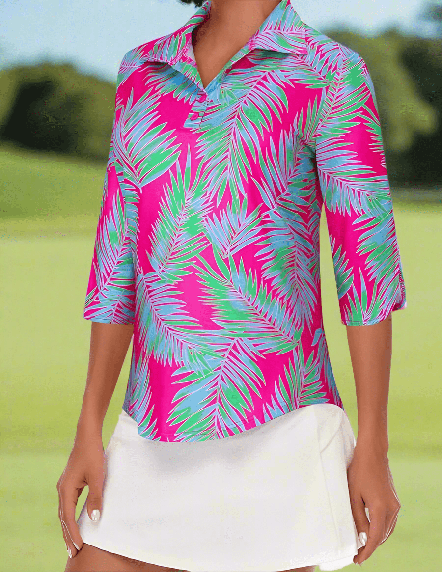 Tee and Palm Leaf Polo - Putter Girl