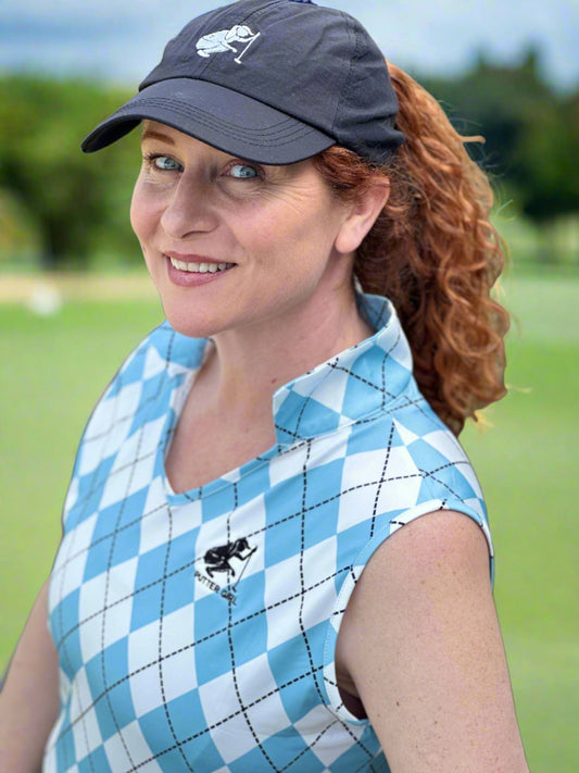 V Neck Argyle Sleeveless Polo - Putter Girl