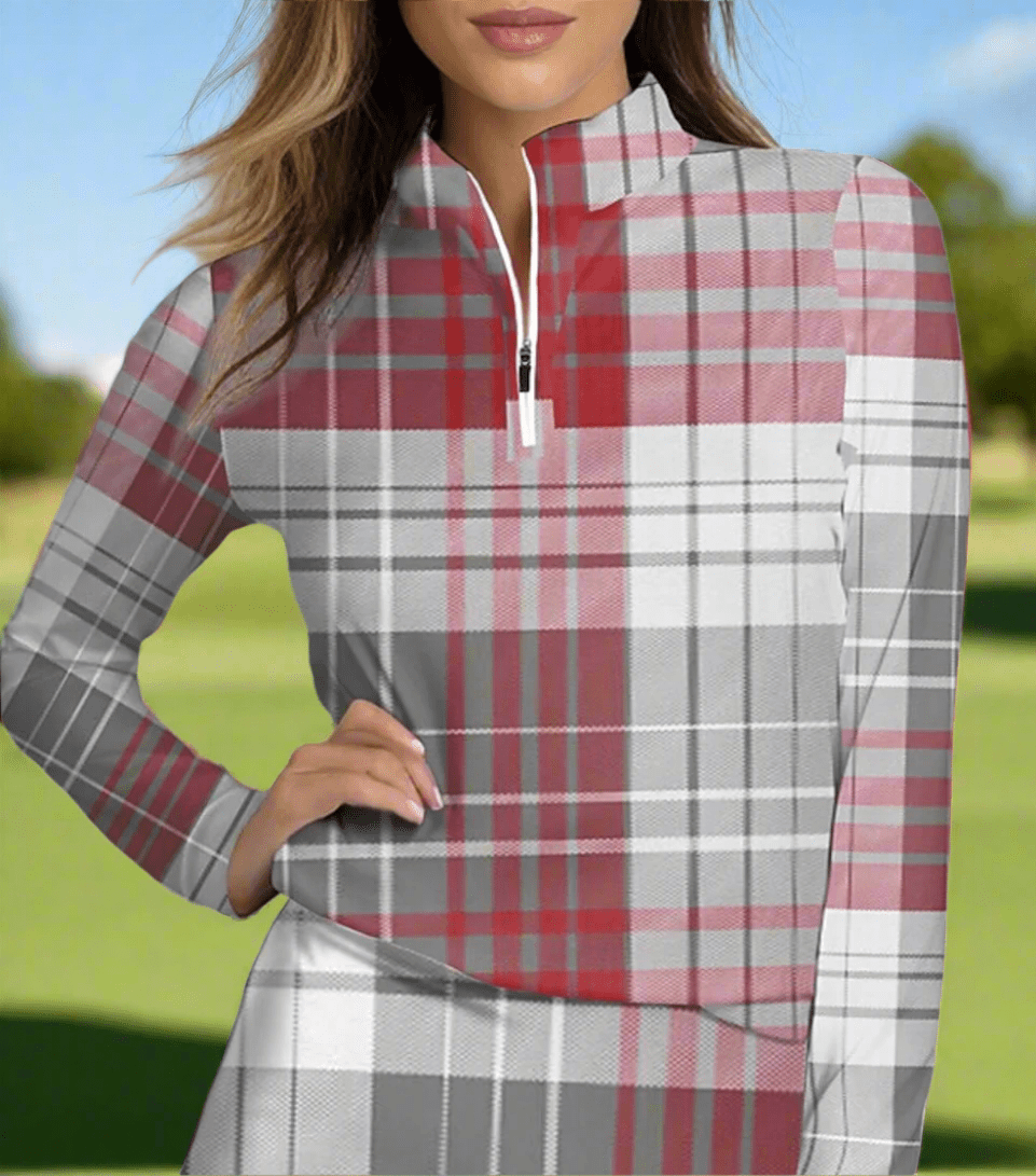 Wine and 9 Plaid Long Sleeve - Putter Girl